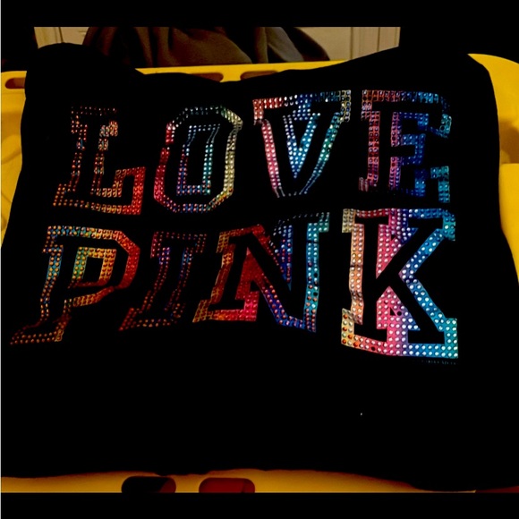 PINK Victoria's Secret Tops - Vs/pink EXTREMELY HTF, RARE large, black rain bow sequin zip up.